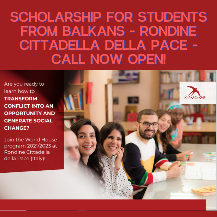 Scholarship for students from Balkans Rondine Cittadella della Pace Call now open1 1024x1024